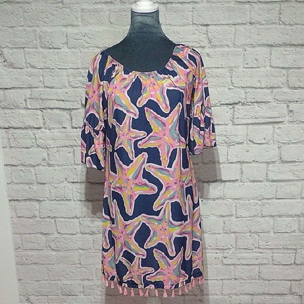 Simply Southern Navy Blue Dress with Pink Starfish Print